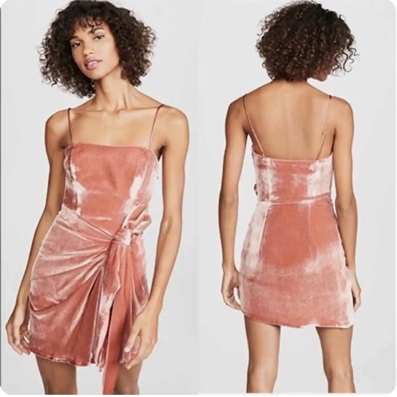 NWT Cinq a Sept Kiki Mini Dress Sash Front Bow Velvet Rosewood Sz 8 - Picture 1 of 14